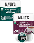 Maud's Organic Passion Green Tea &amp Organic English Breakfast Black Tea Bundle 48 ct Single Serve Pods – 100% Gourmet Blended Tea Leaves Compatible with Keurig K Cups Maker