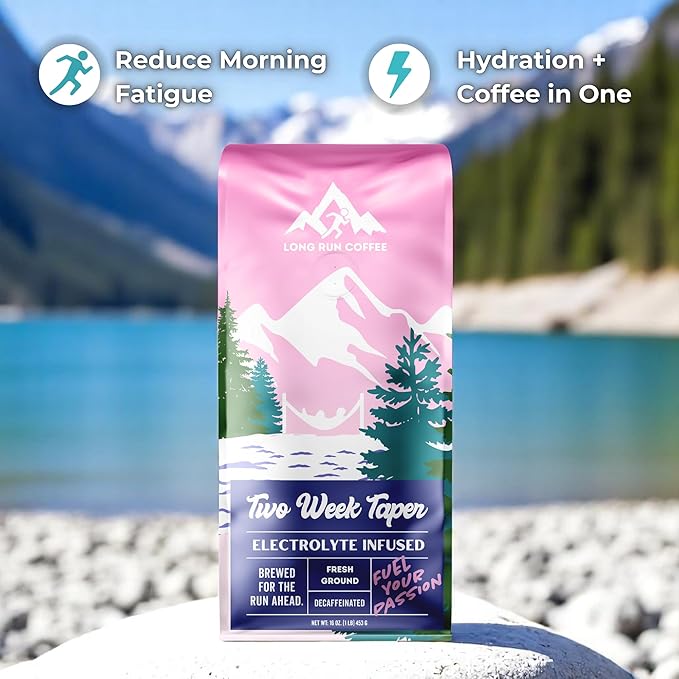 Long Run Coffee – Hydrating Coffee with Electrolytes – All Natural Energy + Hydration + Recovery for Athletes – Stomach Friendly Electrolyte Coffee for Runners (5 lb Decaf)