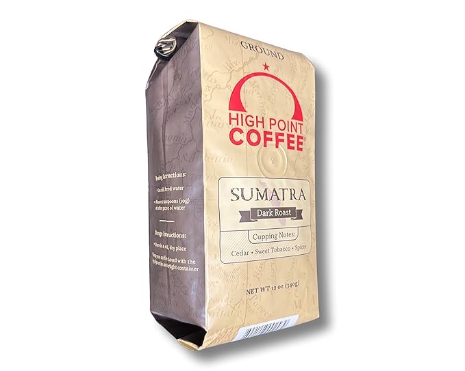 High Point Coffee Dark Roast Ground Coffee - Sumatra 48 Ounces (Four Bags of 12 Ounces)