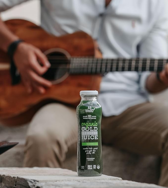 ALLWELLO Organic Cold Pressed Juice Drinks with Real Fruits and Vegetables Gluten Free Non-GMO Healthy Juices No Preservatives No Sugar Adde (6 Pack Go Green)