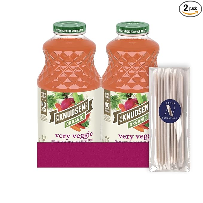 R.W. Knudsen Organic 2-Pack Organic Very Veggie Fruit Juice 100% USDA 32 fl oz Glass Bottle + 1 Utility Freebie by Lavinia