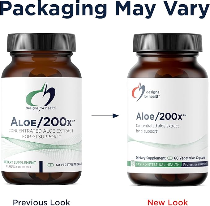 Designs for Health Aloe/200x - 200mg Aloe Vera Extract - Highly Concentrated Aloe Leaf Supplement for GI Support - Non-GMO Vegetarian Pills (60 Capsules)