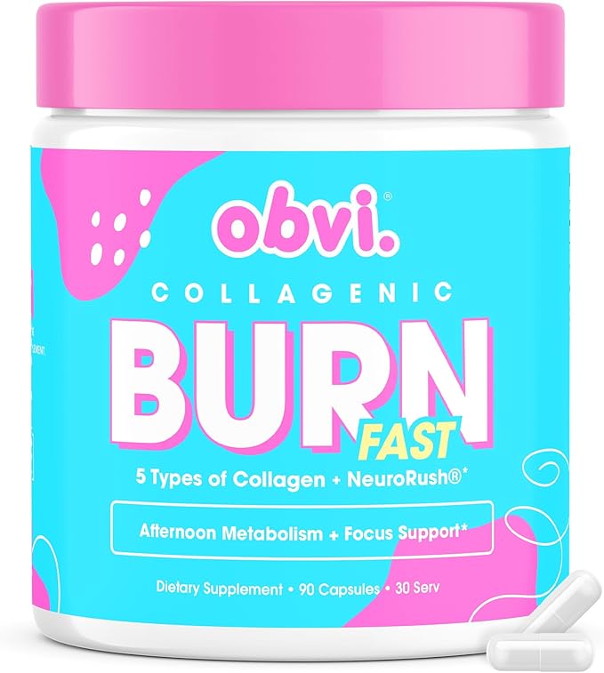 Obvi Multi Collagen Burn Fast | Hydrolyzed Collagen Peptides Types I II III V X | Keto &amp Gluten Free | 30 Servings