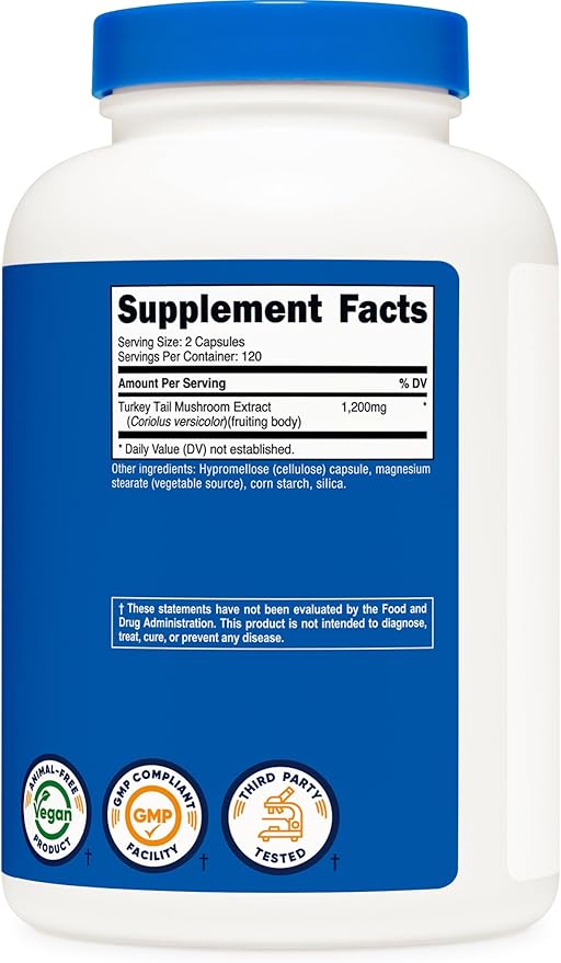 Nutricost Turkey Tail Mushroom Capsules 1200mg 120 Servings (240 Capsules) - Gluten Free Non-GMO and Vegetarian Friendly