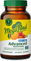 MegaFood Men's 40+ Advanced Multivitamin for Men - Dr-Formulated - Choline Vitamin B Vitamin C Vitamin D Zinc &amp Real Food - Brain Health Immune Support - Vegetarian - 120 Tabs (60 Servings)
