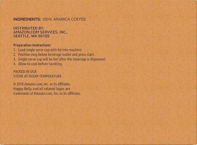Happy Belly an Amazon Brand -Medium Roast Coffee Pods House Blend Compatible with Keurig 2.0 K-Cup Brewers 100 Count