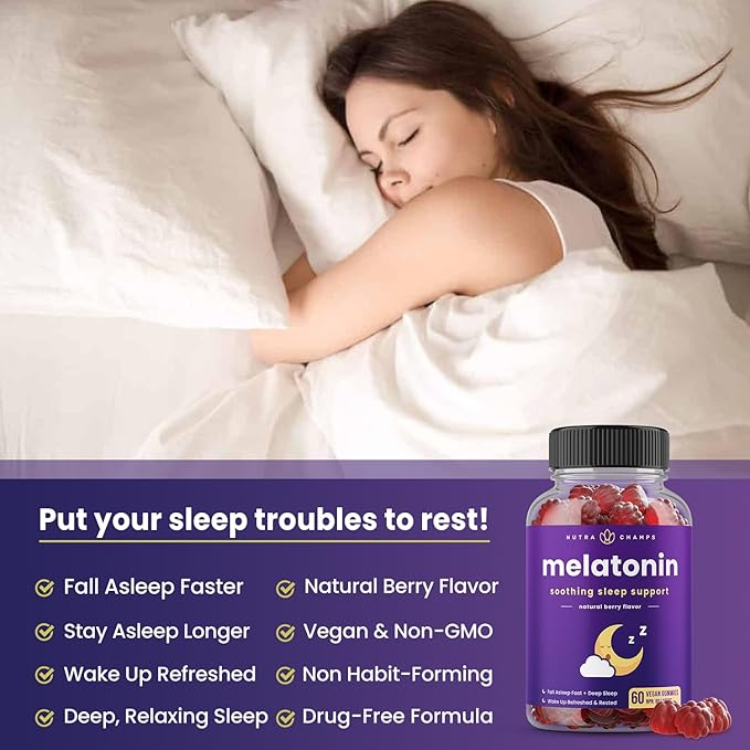 Melatonin Gummies for Kids &amp Adults | Natural Sleep Aid Drug-Free Vegan Berry Flavor Kids Melatonin Gummy Supplement | 2.5mg 5mg or 10mg Dose | Sleeping Pills Substitute (60 Count (Pack of 1))