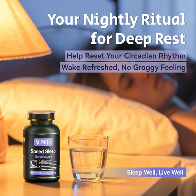 BNH Speed Sleep - Free Sleep Aid - Non-Habit Forming with 15 Herbs - Fall Asleep Faster &amp Deeper Sleep - Wake Refreshed No Morning Grogginess - Natural Chinese Herbal Formula - 180 Capsules