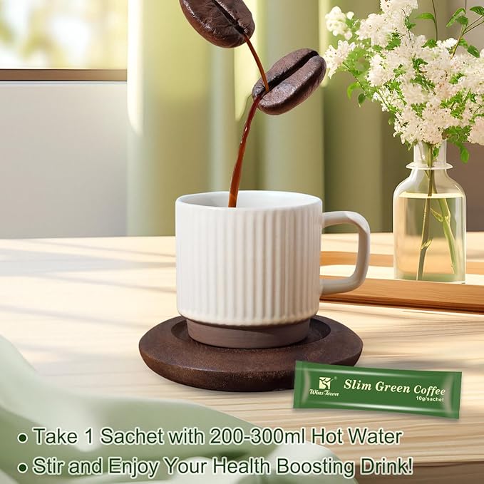 Premium Green Coffee Bean Extract Powder - Gluten-Free Green Coffee Bean Extract Supplements with 10 Natural Health Blends Instant Coffee 180g (18 Sachets)