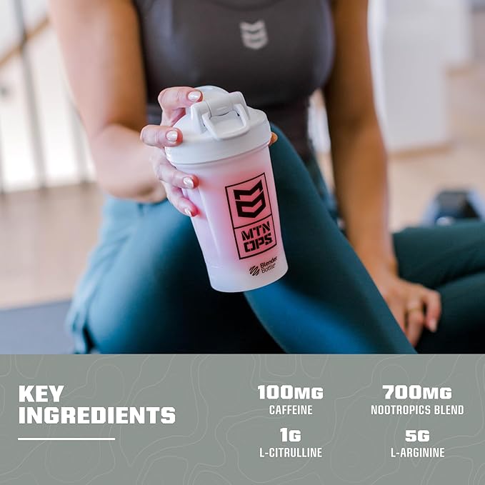 MTN OPS Ignite Lite Energy Drink Powder Gluten Free Nitric Oxide Supplement Drink Mix L Arginine L Citrulline Caffeine &amp Nootropic Sugar Free Drink Mix 45 Servings Strawberry Daiquiri