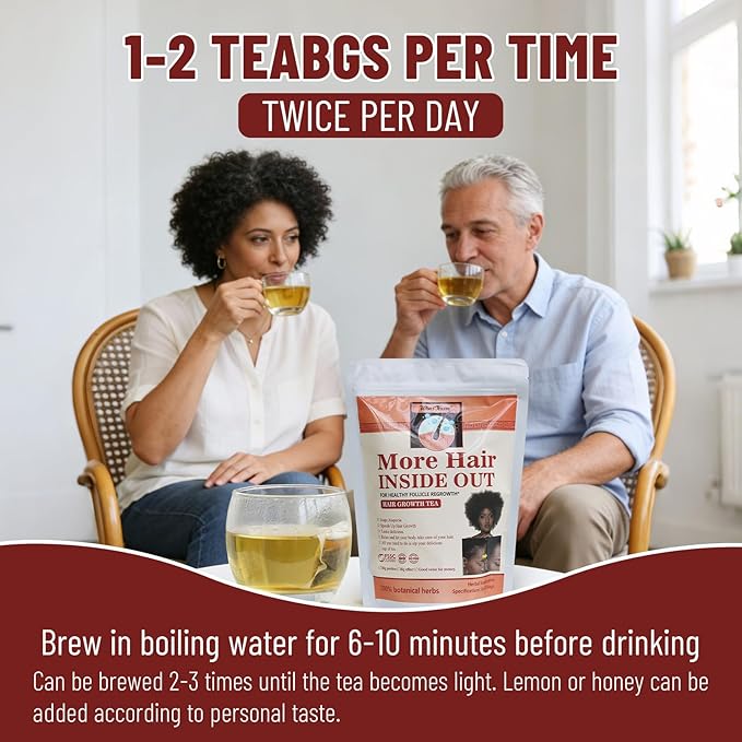 Hair Growth Tea More Hair Inside Out for Healthy Follicle Regrowth 30 Tea Bags