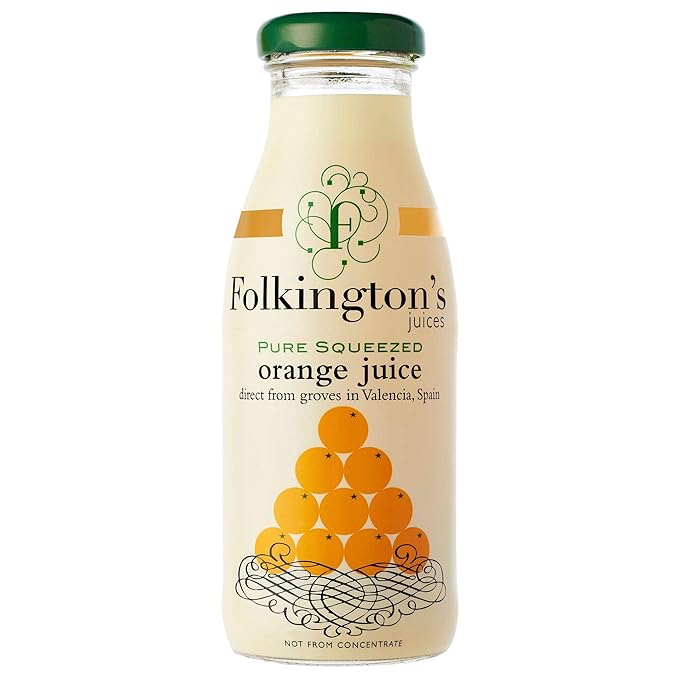 Folkington's Orange Juice 100% Pure 12x250ml Bottles Not from Concentrate 12 Pieces