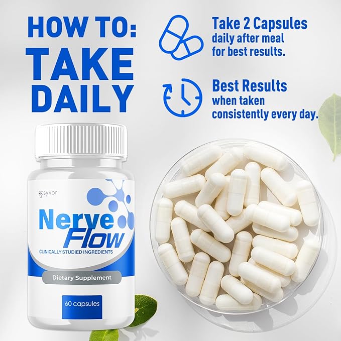 (2 Pack) Nerve Flow Capsules Official Nerve Flow Pills Made with All Natural Ingredients Maximum Strength NerveFlow Sciatic Support Supplement with Advanced Vitamins for Women &amp Men (120 Capsule