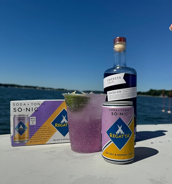 So-Nic Club Soda + Tonic by Regatta Craft Mixers All-Natural Ingredients Gluten-Free Non-GMO Case of 24 7.5oz Sleek Mini Cans