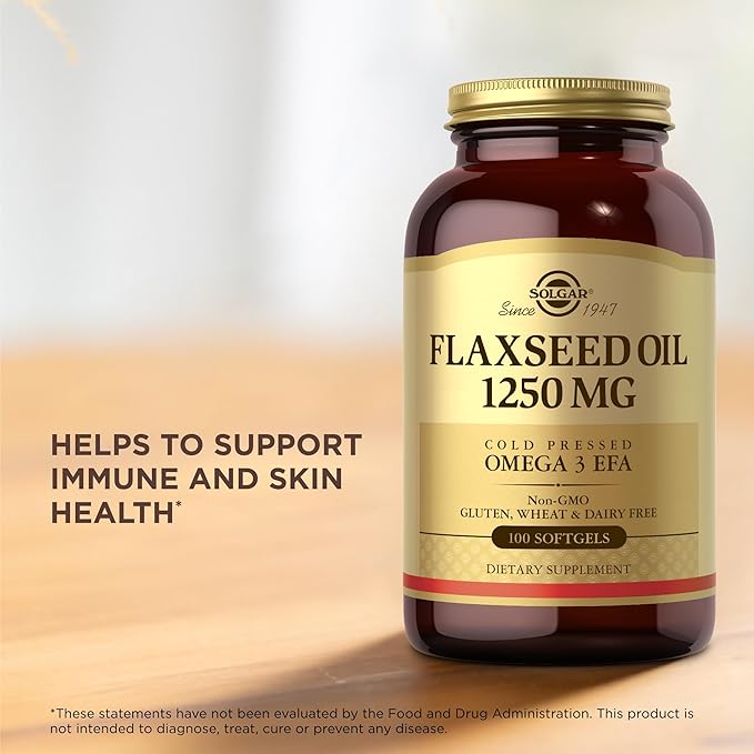 Solgar Flaxseed Oil 1250 mg - 100 Softgels Pack of 3 - Concentrated Plant Source of Omega-3 Alpha-Linoleic Acid (ALA) - Non-GMO Gluten Free - 150 Total Servings