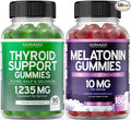 Thyroid Support For Women &amp Men (90 Gummies) Support Supplement - Delicious Apple Flavor - Melatonin Gummies for Adults (180 Count) - Quick Dissolve Melatonin 10mg Gummies - Non GMO Vegan &amp U