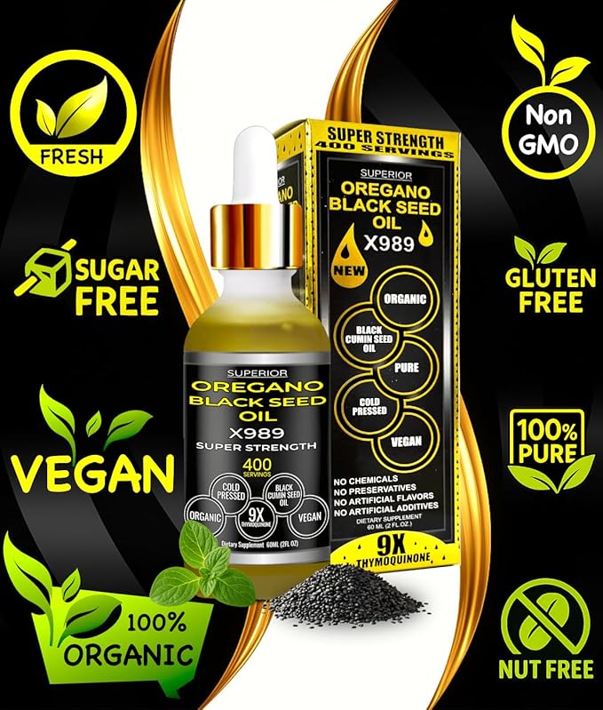 Oil Of Oregano With Black Seed Oil - 400 Servings 2 in 1 Wild Oregano Oil with Black Seed Oil Drops Organic Supplement Alternative to Oregano and Black Seed oil Gel Capsules Non-GMO Vegan