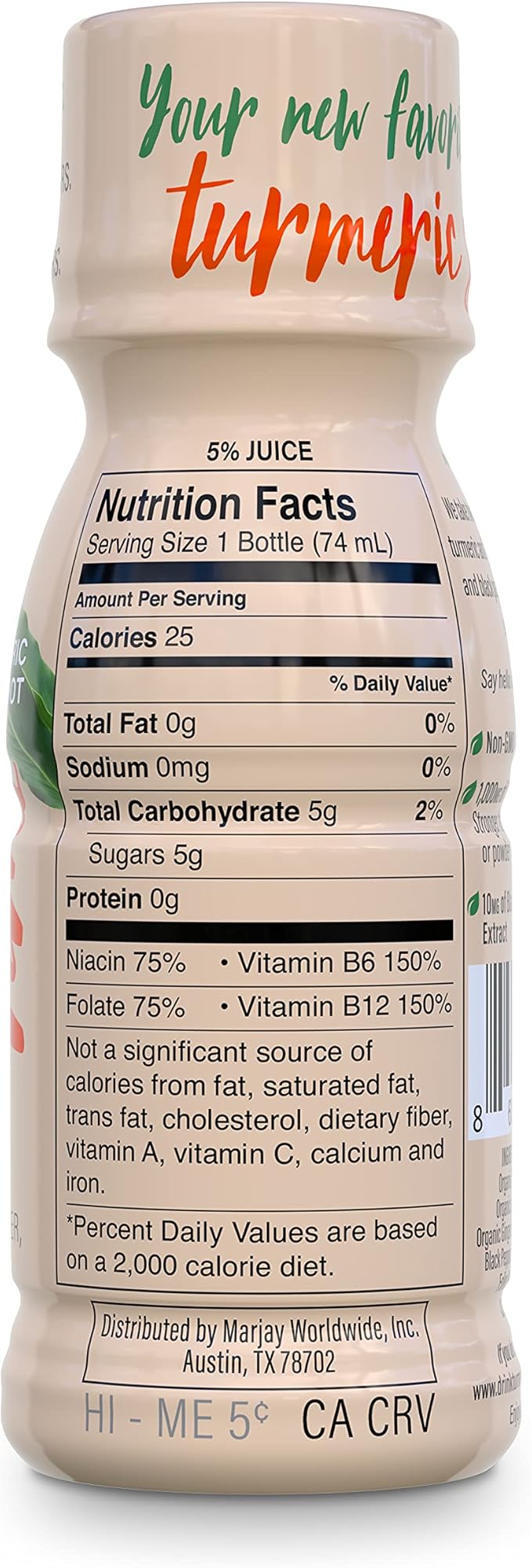 Turmeric Shots - Turmeric with Ginger Citrus &amp Honey | Non-GMO | No Preservatives or Artificial Flavors/Colors/Sweeteners | B Vitamins | Liquid Turmeric (24 Pack)