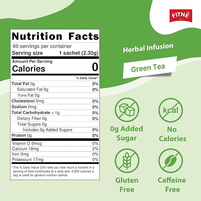 FITNE Green Tea Herbal Honey Lemon With Garcinia Senna Infusion Gentle Detox Cleanse High Antioxidant No Calories Stevia Sweetener 60 Tea Bags