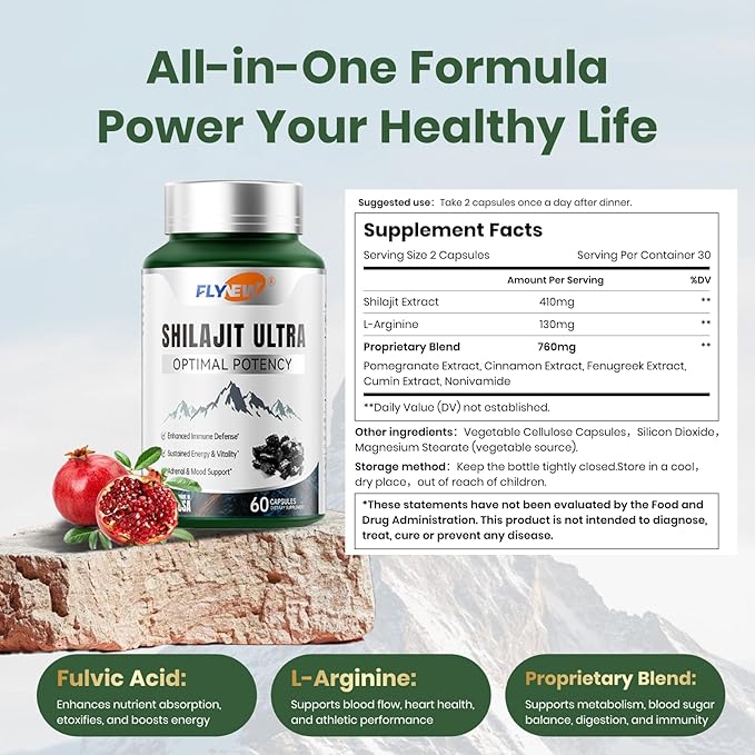 Shilajit for Men Women Shilajit for Extra Power Stamina &amp Immune Support Multivitamin for Women Men Womens Multivitamin for Bone Skin &amp Immune Health Support 60 Capsules Per Bottle