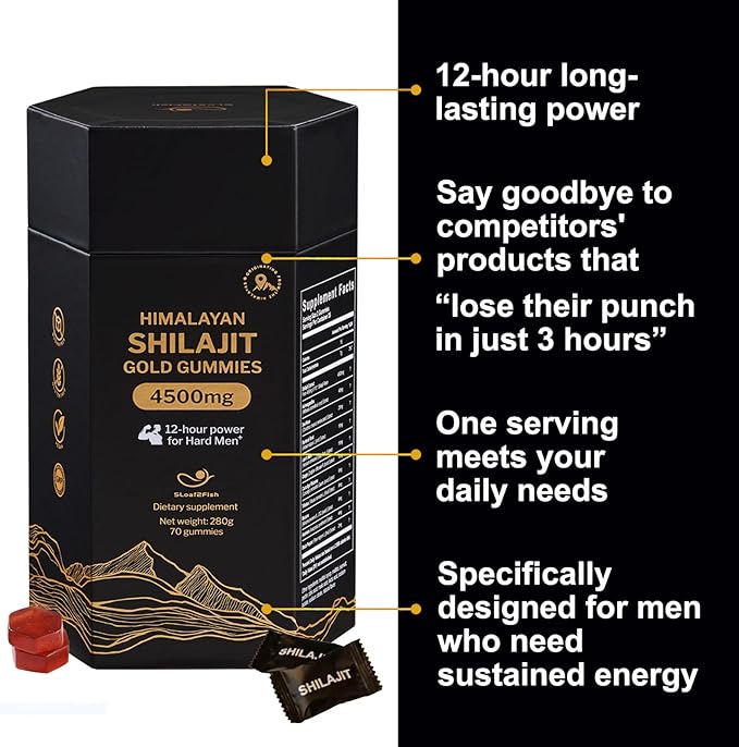 Organic Pure Himalayan Shilajit Gummies with Ashwagandha and Sea Moss – Gold Shilajit for Men &amp Women Supplement 105+ Natural Trace Minerals 70-Gummy (11-Ingredient Recipe)