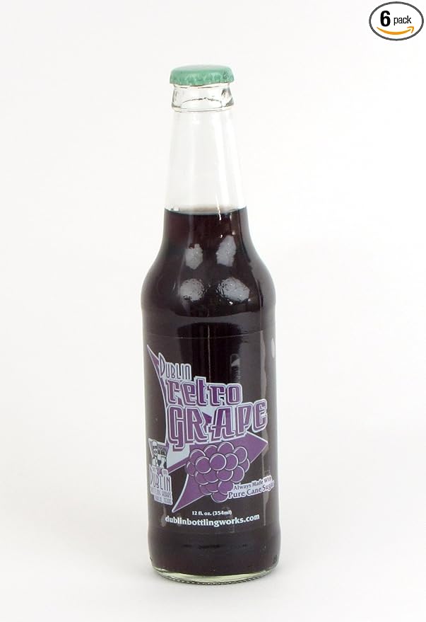 Retro Soda Sweetened with Pure Cane Sugar 12oz Glass Bottles (Pack of 6) (Dublin Retro Grape Soda)