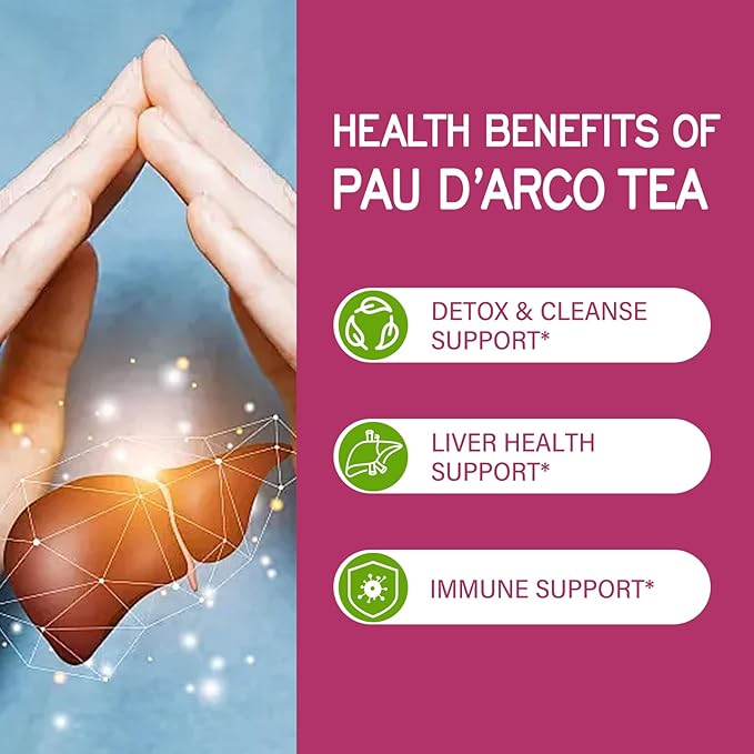 PAU d'Arco Herbal Tea Bags Extract with Horsetail Cleavers for Body Detoxification Support Lymphatic Drainage &amp Immune Support. 30bags