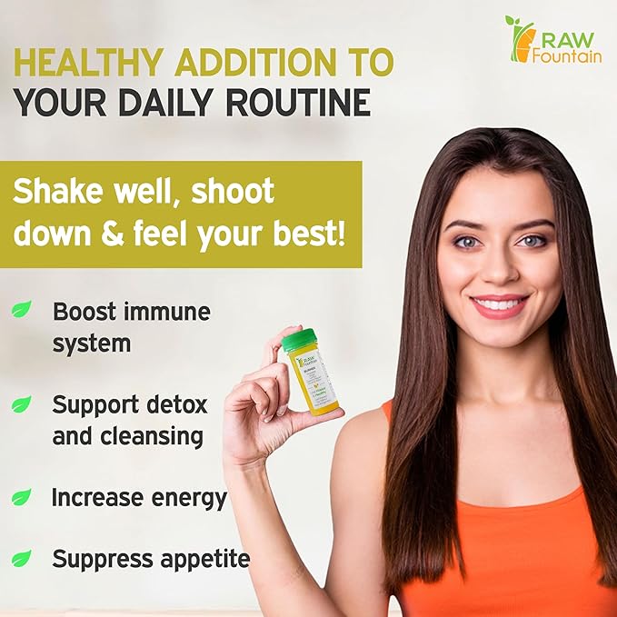 20 Immunity Shots w/Ginger Lemon Cayenne Pepper Pineapple 2fl Oz Packed w/Vitamin C Raw &amp Cold Pressed Unpasteurized Boosts Immunity All Natural No Artificial Flavor