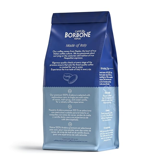 Caffè Borbone House Blend Ground Coffee (60 ounces) - Medium Roast 100% Arabica Expertly Roasted in Italy for a Rich and Smooth Taste 6 Bags (10 oz each)