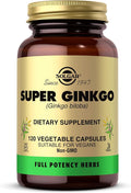 Solgar Super Ginkgo 120 Vegetable Capsules - Full Potency (FP) - Antioxidant &amp Nervous System Support - Brain Health - Non-GMO Vegan Gluten Free Dairy Free Kosher - 120 Servings