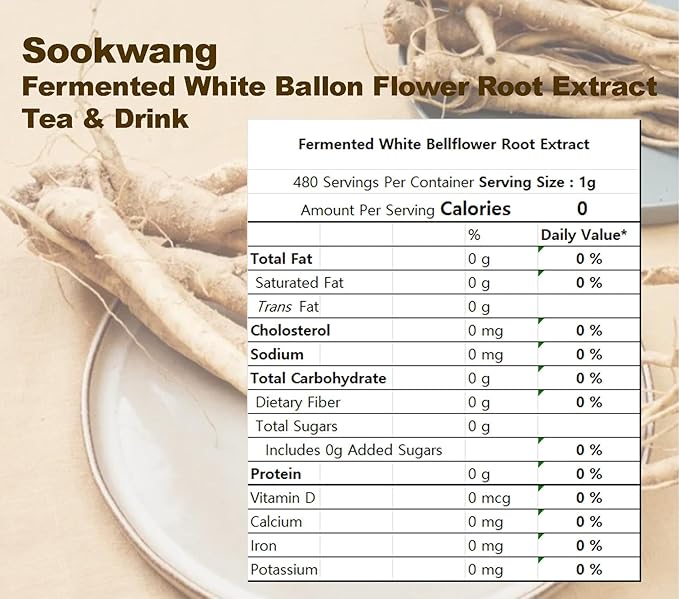 Sookwang Fermented Korean Balloon Flower Root Herbal Tea Natural Soothing Traditional Herbal Drink for Daily Wellness_70ml (2.4 oz) x 30 Packs