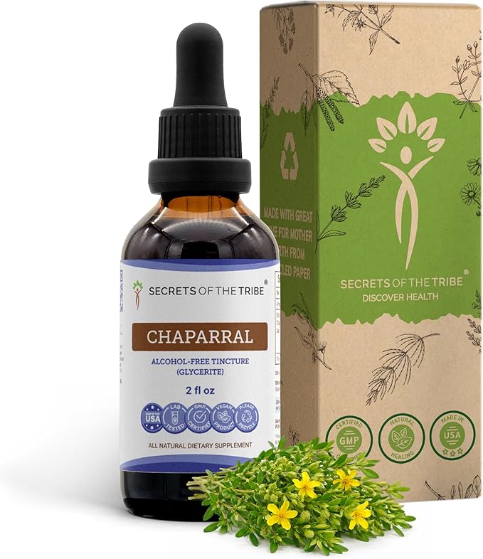 Secrets of the Tribe Chaparral Alcohol-Free Liquid Extract Chaparral (Larrea tridentata) Dried Leaf and Flower Tincture Supplement (2 FL OZ)