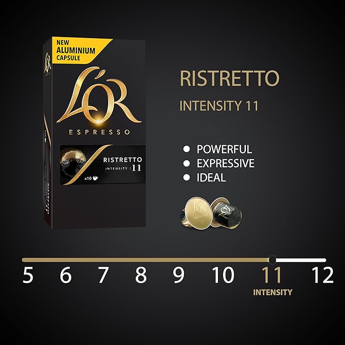 L'OR Espresso Capsules 50 Count Ristretto Single-Serve Aluminum Coffee Capsules Compatible with the L'OR BARISTA System &amp *Nespresso Original Machines 50 Count (Pack of 5)