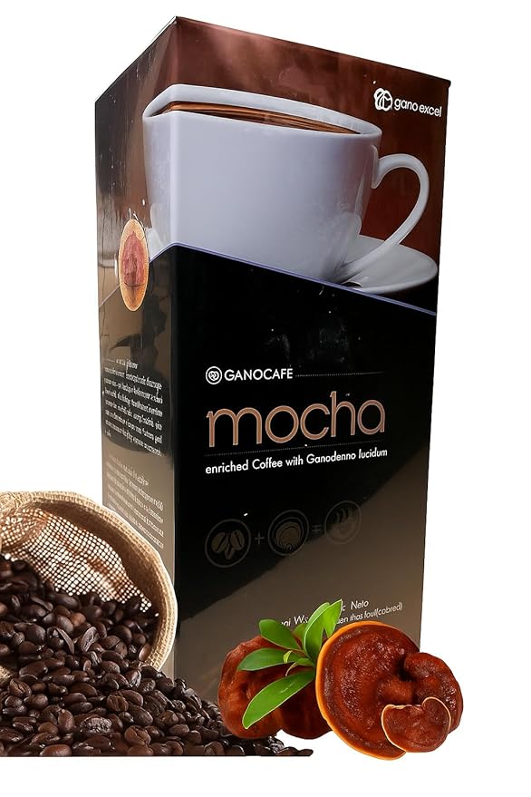 Gano Excel Ganocafe Mocha Instant Ganoderma Lucidum Mushroom Coffee with Cocoa Smooth Creamy Rich Flavor Premium Coffee Blend with Reishi 15 Sachets