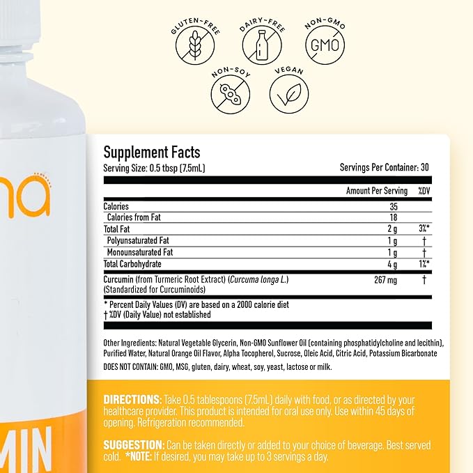 Manna Vitamins Evolved Liposomal Liquid Curcumin for Advanced Absorption Best Turmeric Supplement for Daily Joint &amp Immune Health Support - Vegan Non-GMO 95% Curcuminoids (2 Pack)