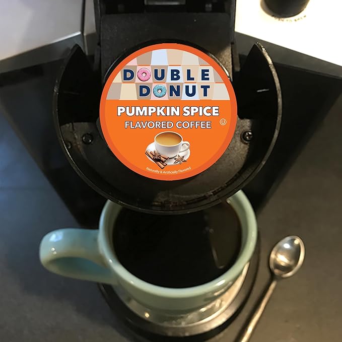 Double Donut Coffee Pumpkin Spice Coffee Pods Medium Roast Coffee Compatible with Keurig K Cups Brewers 72 Count