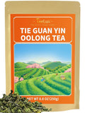 TeeLux Tie Guan Yin 8.8oz Oolong Tea Loose Leaf with Roasted Aroma Iron Goddess of Mercy Fujian Anxi High Mountain Tieguanyin Tea