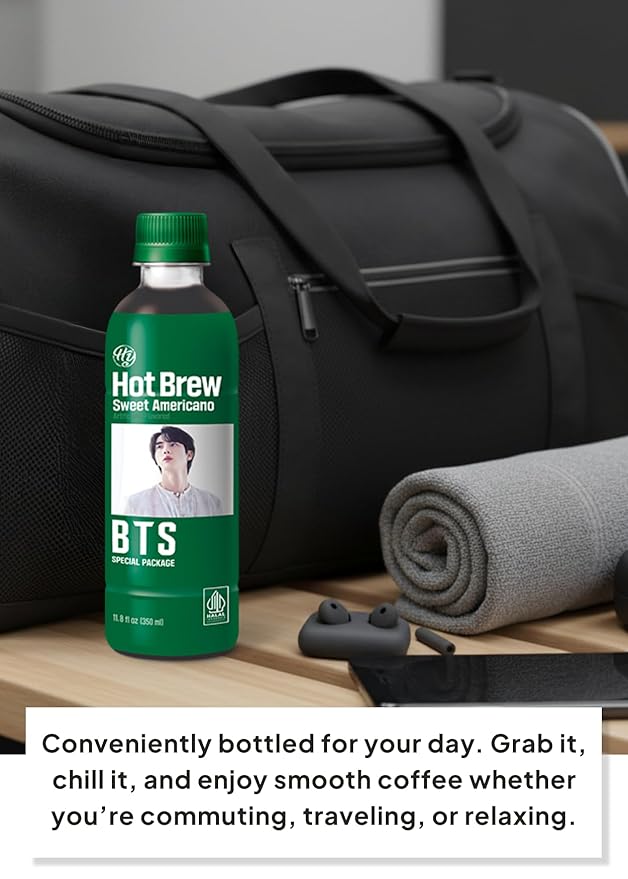 Korean Food HY Hot Brew Coffee Sweet Americano Ready-to-Drink Bottled Coffee 11.8 fl oz (350 mL) x 24 Bottles B.T.S Special Package