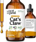 Wild &amp Organic Cats Claw Herb Supplement - Immune Support - Pure Cats Claw Tincture - Add to Tea Liquid Drops - Uncaria Tomentosa Bark - Vegan Sugar &amp Alcohol-Free - 4 fl oz