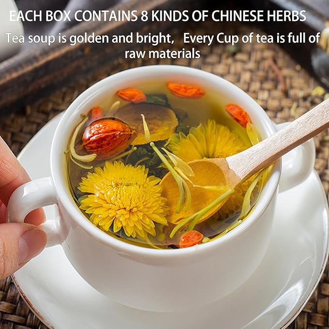 Goji Berry Chrysanthemum Tea for Liver Health 8 Excellent Raw Material Formulas Chinese Health Herbal Tea Liver Cleanse &amp Detox Herbal Tea Bags 15Bag Vegan Sugar-Free &amp Caffeine-Free (2B