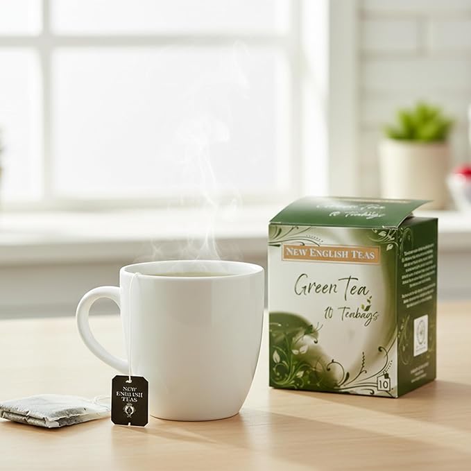 New English Teas Fruit &amp Herbal Tea 120 Teabags 12 Packs of 10 Individually Wrapped Tea Bags Naturally Caffeine Free (Green)