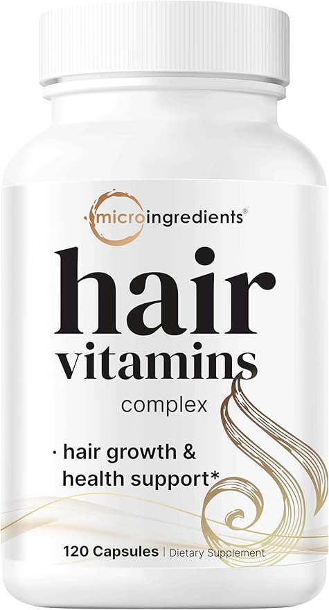Micro Ingredients Multi Collagen Protein Powder 2 Pounds &amp Hair Vitamins Complex Capsules Bundle Pack | Grass-Fed Collagen Peptides | 14-in-1 Advanced Hair Growth Support