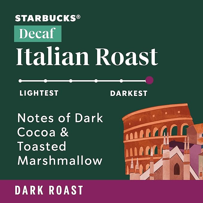 Starbucks VIA Instant Coffee Dark Roast Coffee Decaf Italian Roast Arabica Beans Single-Serve 1 Box (20 Packets)