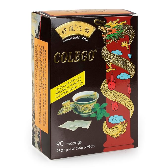Wing Hop Fung Colego Tuocha Tea Fresh Sealed Premium Natural Yunnan Pu'er and Jasmine Individually Wrapped 90+4 Tea Bags