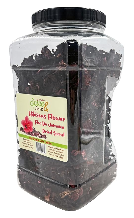 Dried Hibiscus Flower by Dasher's Spice &amp Beans | Flor De Jamaica | Dried Sorrel | 1.5 lb