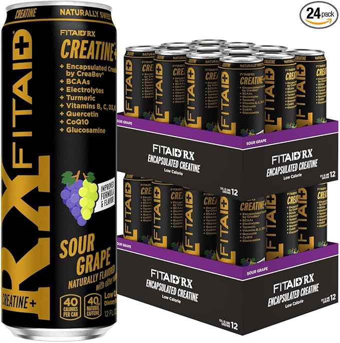 LIFEAID FITAID RX Recovery Blend Plus Creatine BCAAs Glucosamine Turmeric B-Complex Electrolytes 100% Clean Paleo Vegan and Gluten-Free 12 Fl Oz. cans (Pack of 24)
