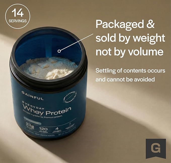 Gainful Whey Protein Isolate Powder 25g Clean Protein per Serving Unflavored Supports Lean Muscle and Recovery Virtually Lactose-Free No Artificial Ingredients Ultra Versatile 14 Servings