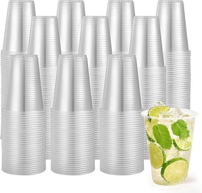 Turbo Bee 1000 Pack 16oz Plastic CupsDisposable Clear Drinking CupsHot and Cold Drink Container for Water Juice SodaCoffee