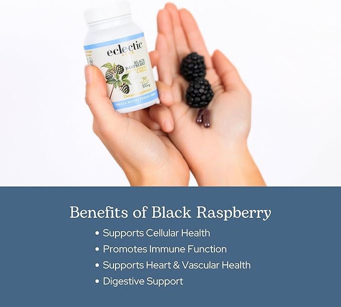 Eclectic Herb - Black Raspberry Capsules | Vegan Superfood Supplement | Nutrition Vitamins + Minerals | Antioxidant + Immune Support | US-Grown Natural Non-GMO Gluten Free (90 CT | 300 mg)