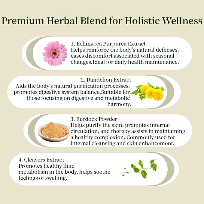 Lymphatic Drainage Capsules-Lymphatic Drainage Supplements Herbal Detox &amp Immune Support with 8-Plant Complex Supports Fluid Balance &amp Promotes a Light Feeling 60 Capsules (1pc)